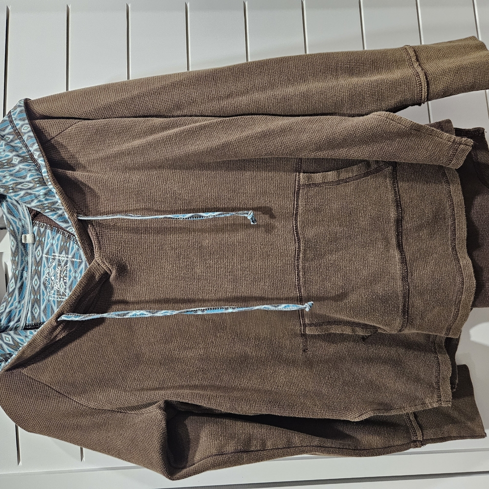 Brown Hoodie with Patterned Hood